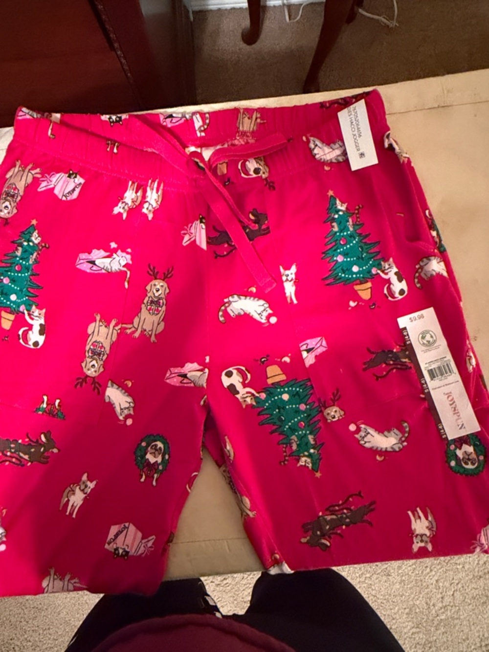 Women’s Pink Holiday Dog Print Pajama Shorts